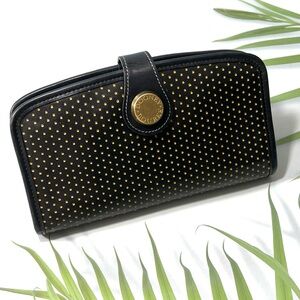 🦆 DOONEY & BOURKE CABRIOLET PERFORATED LEATHER BLACK AND GOLD WALLET